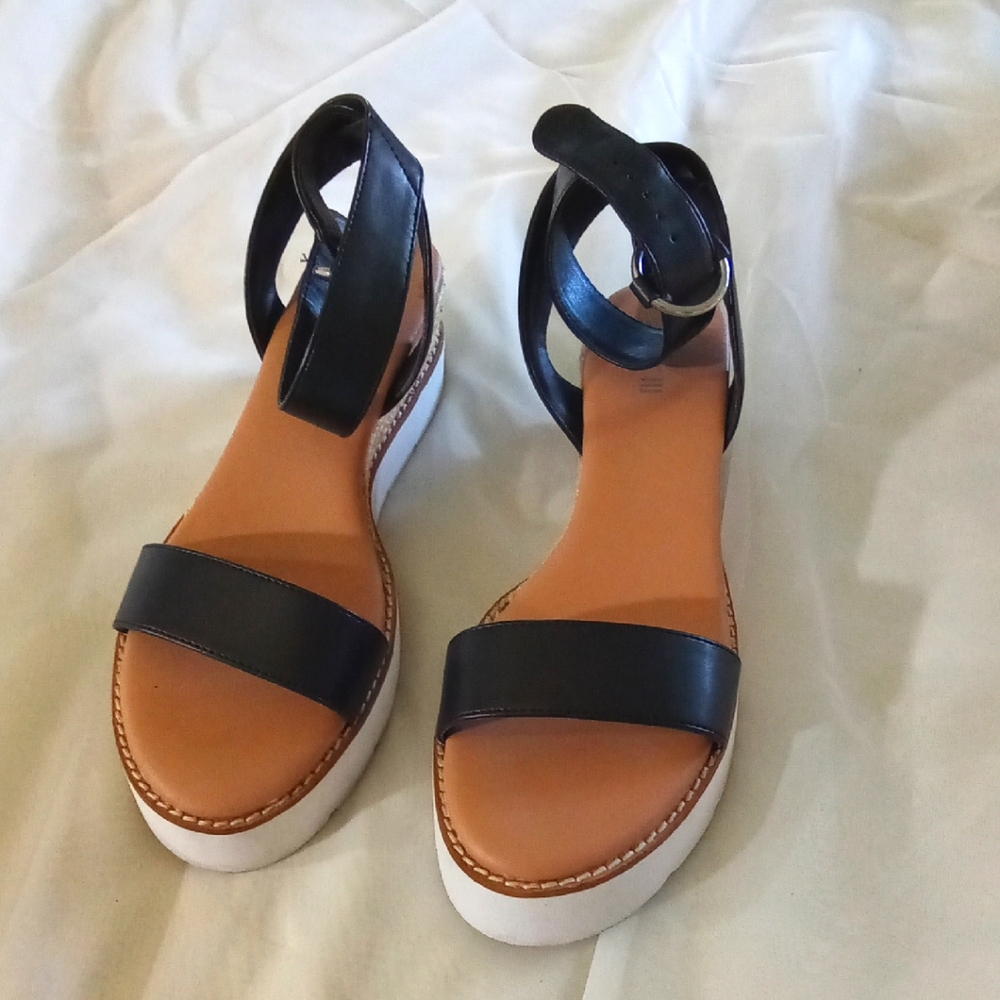 Women's Black Espadrilles Wedge Sandals